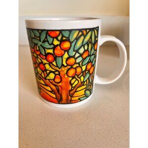 Louis C. Tiffany Stained Glass Inspired Museum Mug Orange Tree Design Artistic
